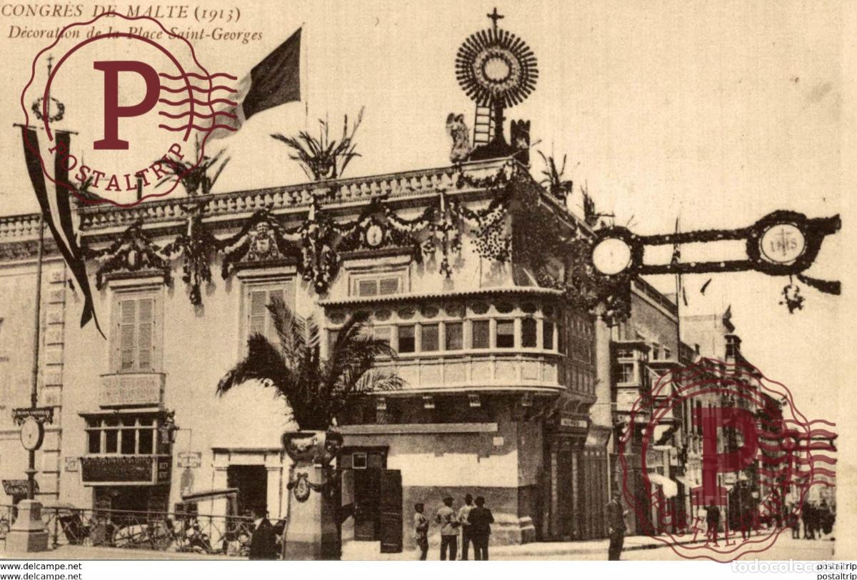 Postales: cpa, MALTA, decoration de la place Saint-Georges, CONGRES DE MALTE , old postcard