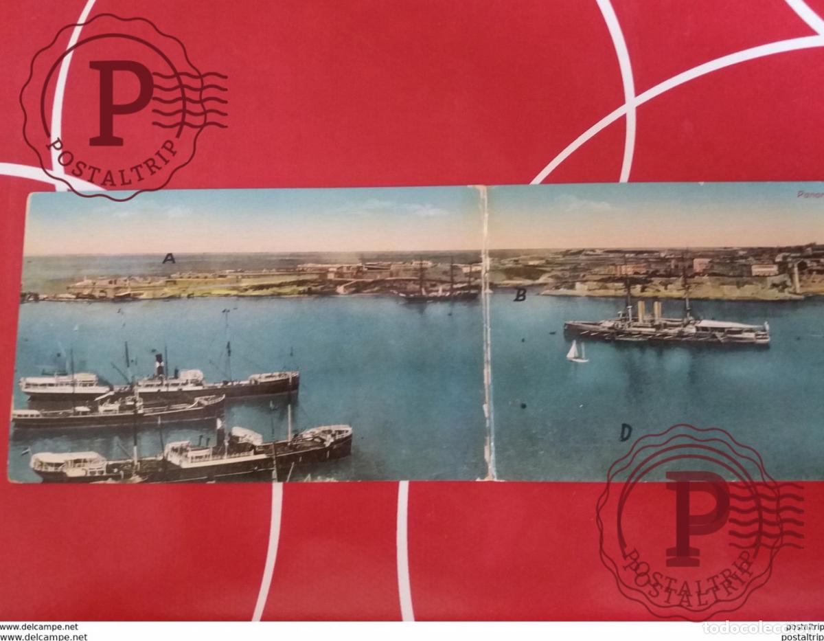 Postales: MALTA. PANORAMA VIEW OF GRAND HARBOUR SHOWING THREE CITIES. X4 POSTCARDS