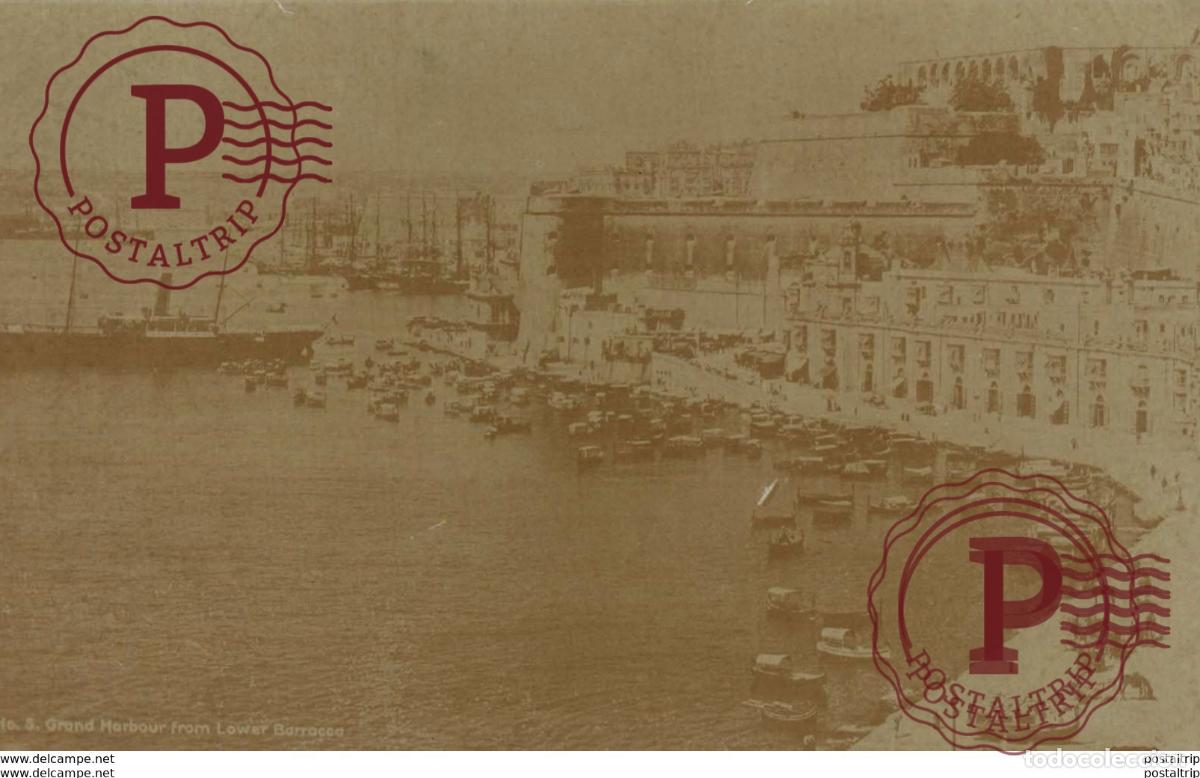 Postales: Malta - The Grand Harbour from Lower Baracca. REAL PHOTO