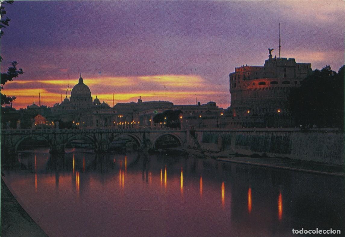 Postales: N&ordm; II-8-ROMA. Italia. Castel S. Angelo e S. Pietro al tramonto. Sin circular. ED. PAMA GRAPHICOLOR