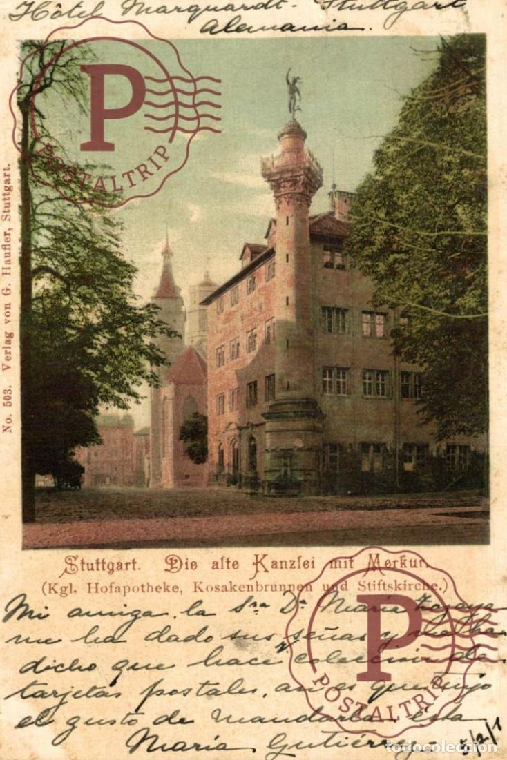 Postales: Stuttgart Allemagne, Bade-Wurtemberg DIE ALTE KANZLEI MIT MERKUR NACH CADIZ SPANIEN