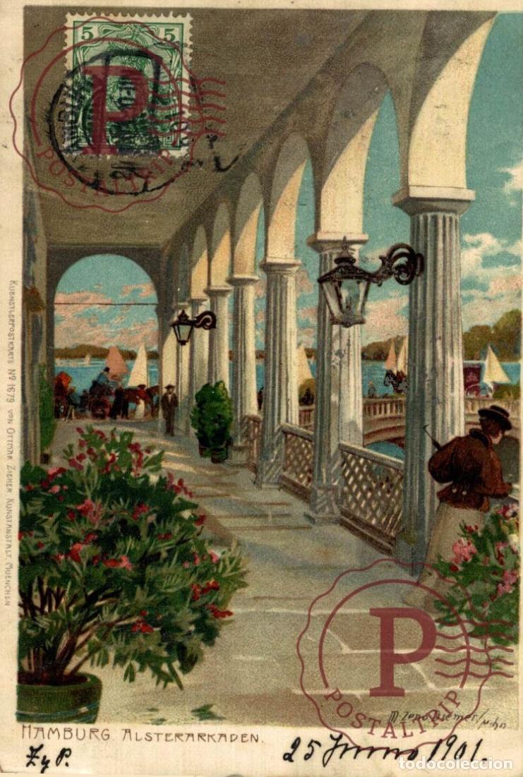 Postales: HAMBURG ALSTERARKADEN ZENO DIEMER TO CADIZ SPANIEN