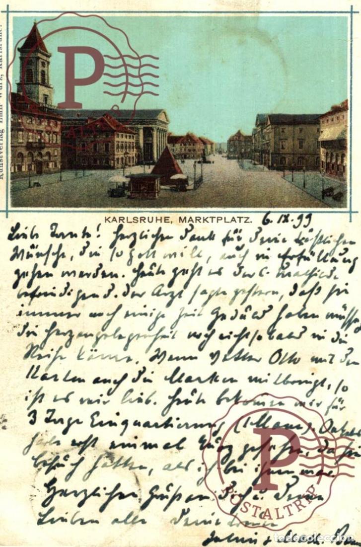Postcards: 1899 KARLSRUHE MARKTPLATZ
