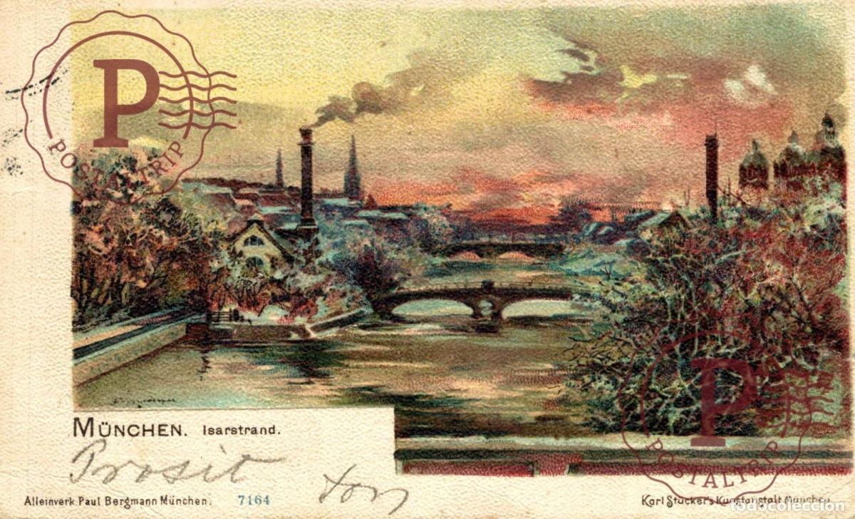 Postcards: ALLEMAGNE BAVIERE M&Uuml;NCHEN MUNICH&uml;ISARSTRAND