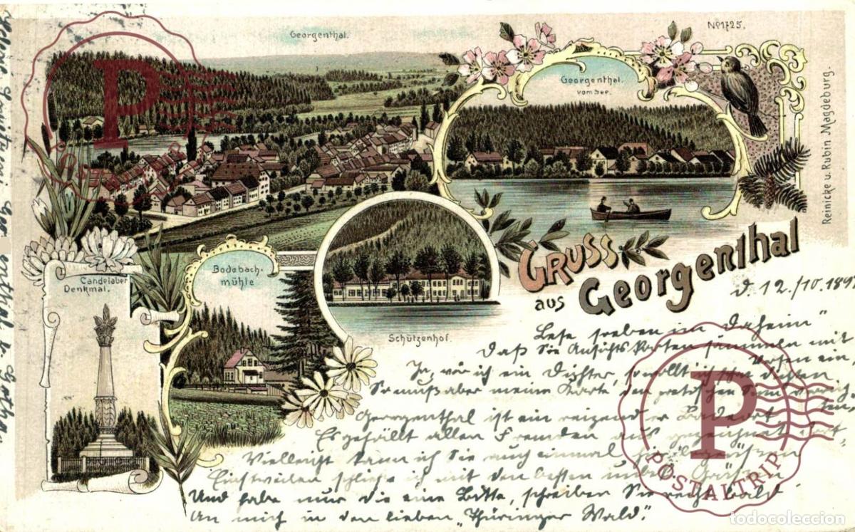Postales: 1897 Gruss aus Georgenthal - Litho DENKMAL SCHUTZENHOF