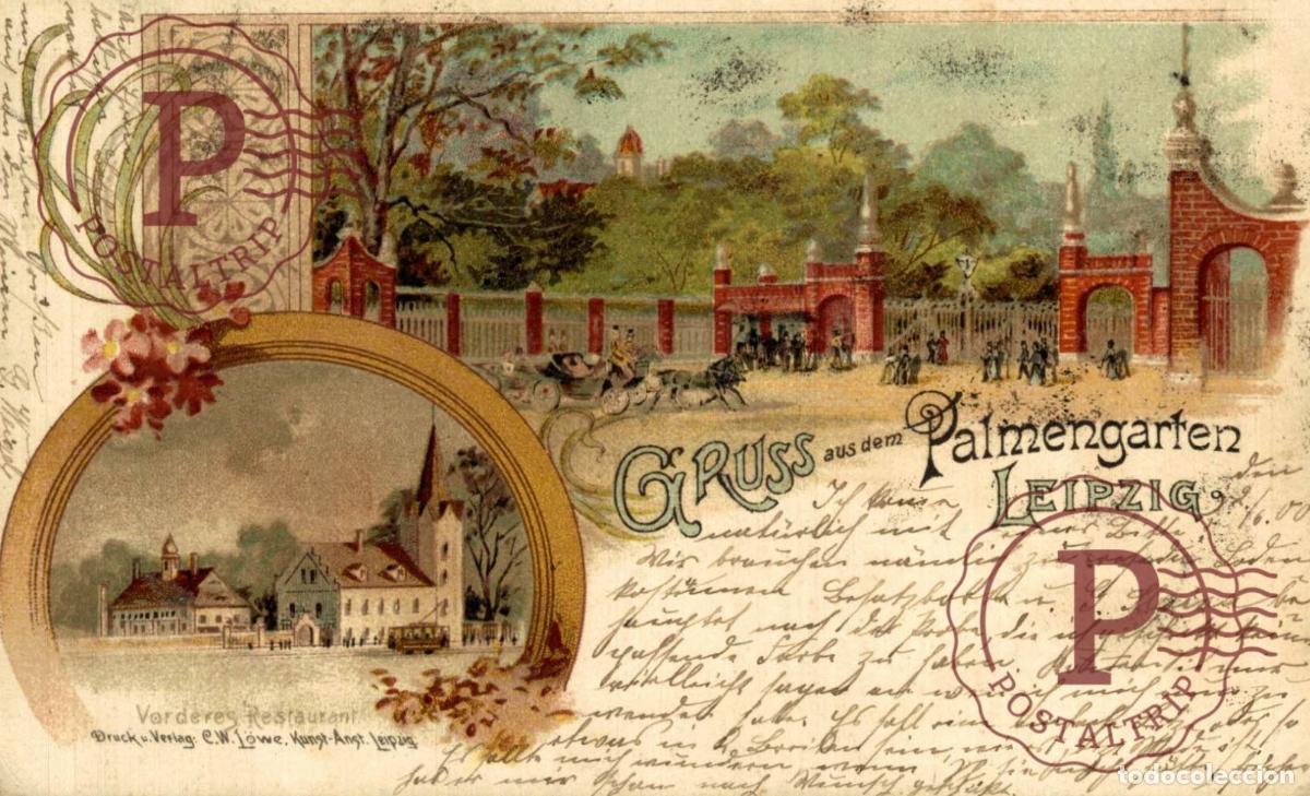 Postales: Ak Lithographie Gru&szlig; aus dem Palmengarten Leipzig