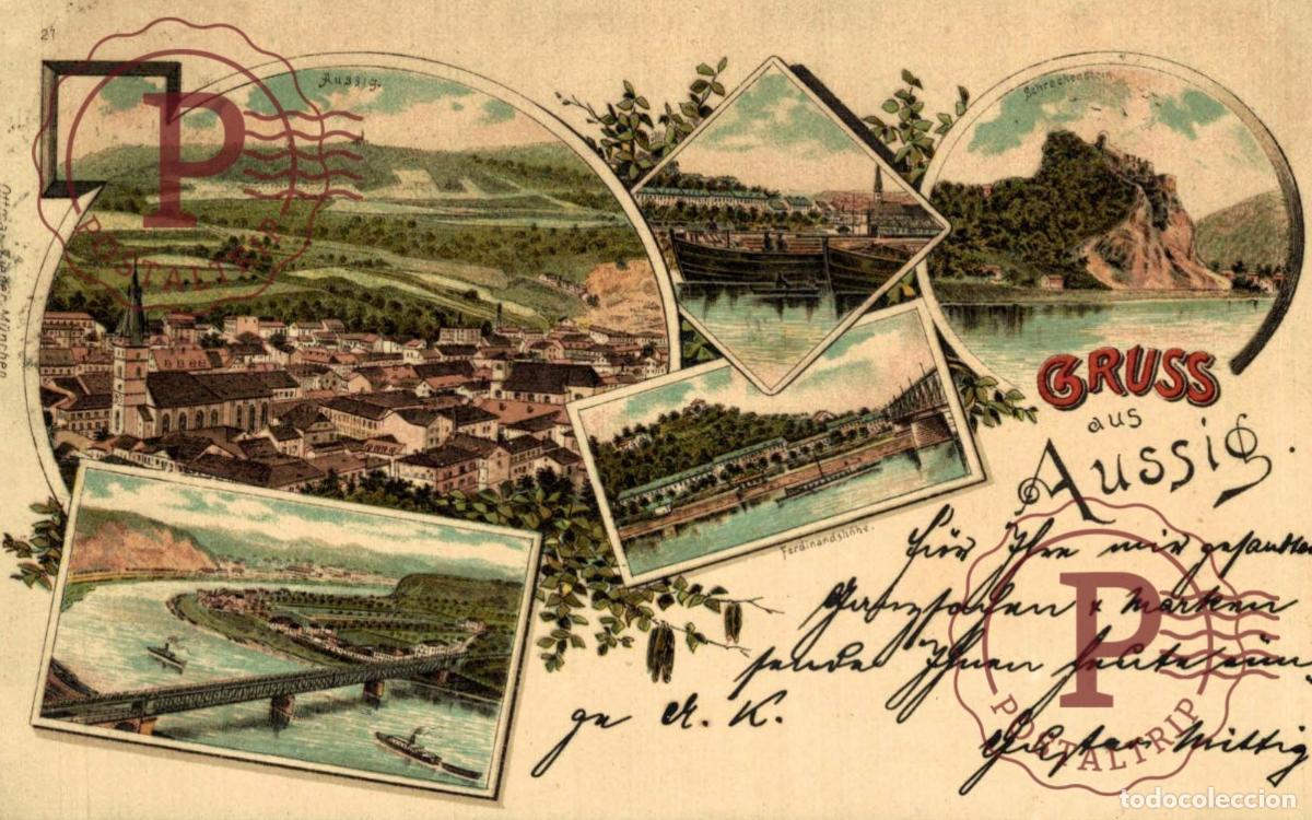 Postales: 1898 GRUSS AUS AUSSIG Litho TCHEQUIE