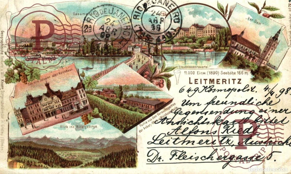 Postales: 1898 Gruss aus Leitmeritz Litho TCHEQUIE Rep&uacute;blica Checa