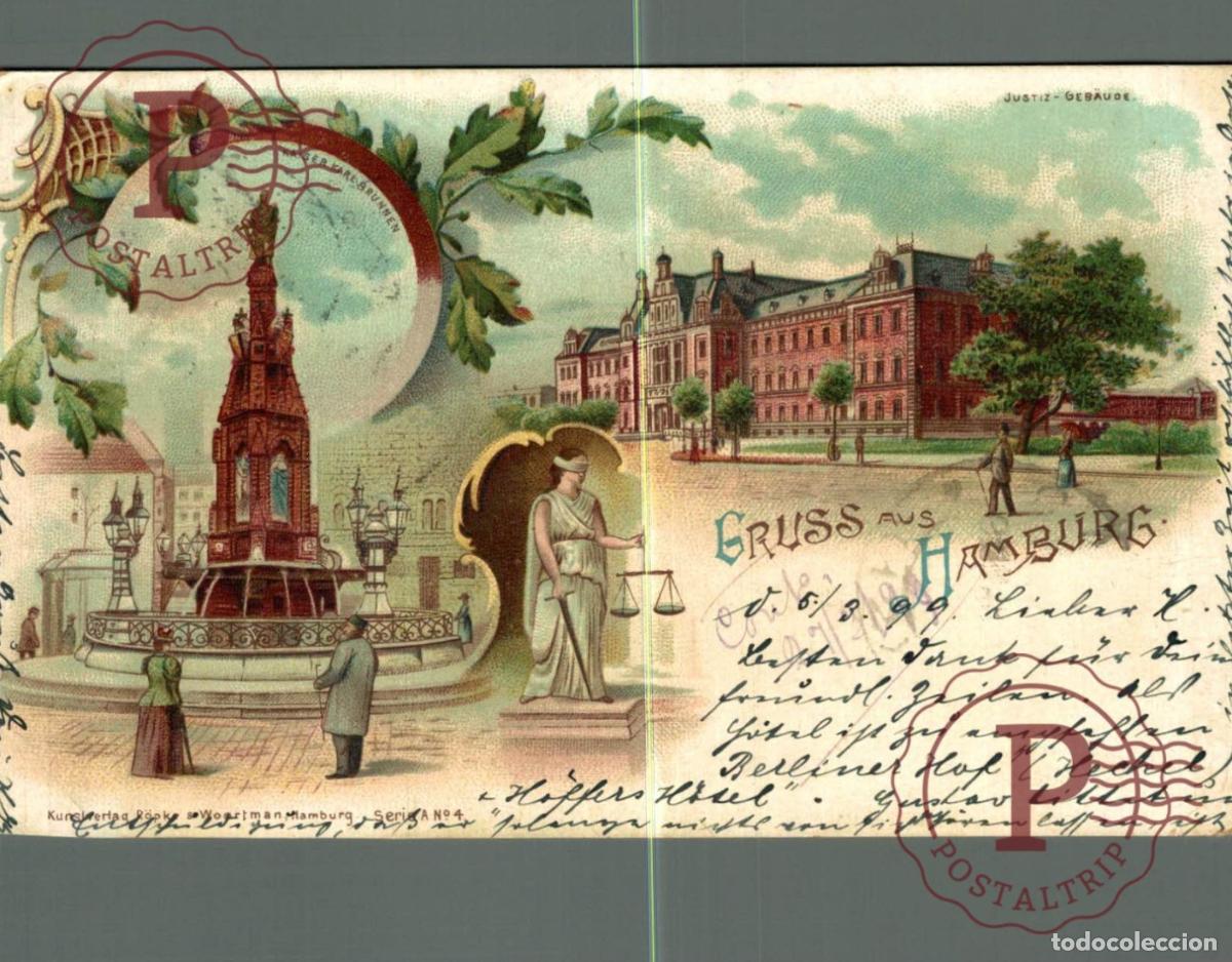 Postales: 1899 GRUSS AUS HAMBURG LITHO