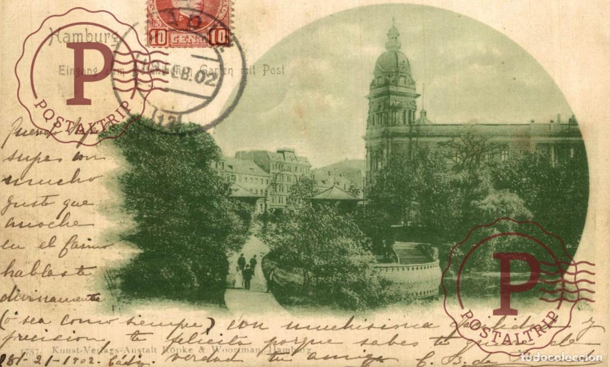Postales: RARE Hamburg Post Eingang Botanischer Garten Hamburg SPANISH STAMP CADIZ
