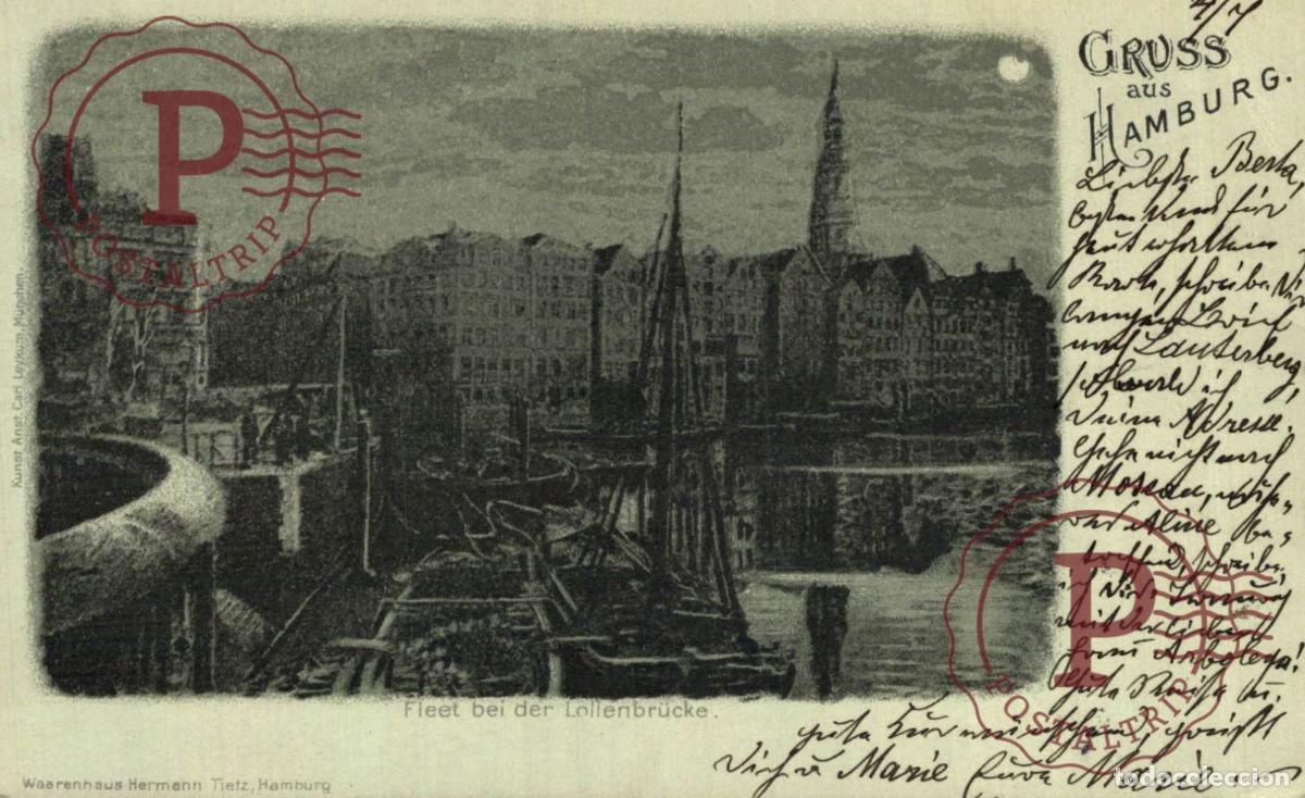Postales: 1899 AK Gruss aus Hamburg - Fleet bei der Lollenbr&uuml;cke
