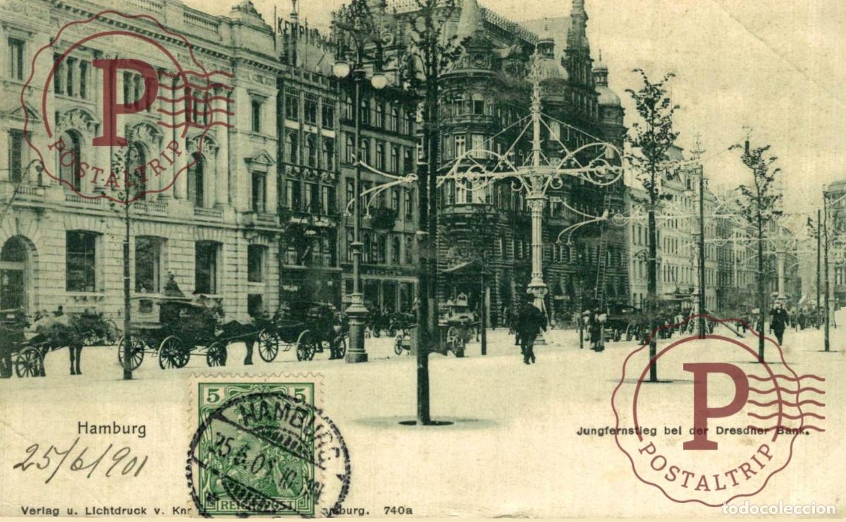 Postales: Hamburg - Hamburg, Jungfernstieg bei der Dresdner Bank ESPA&Ntilde;A NACH CADIZ
