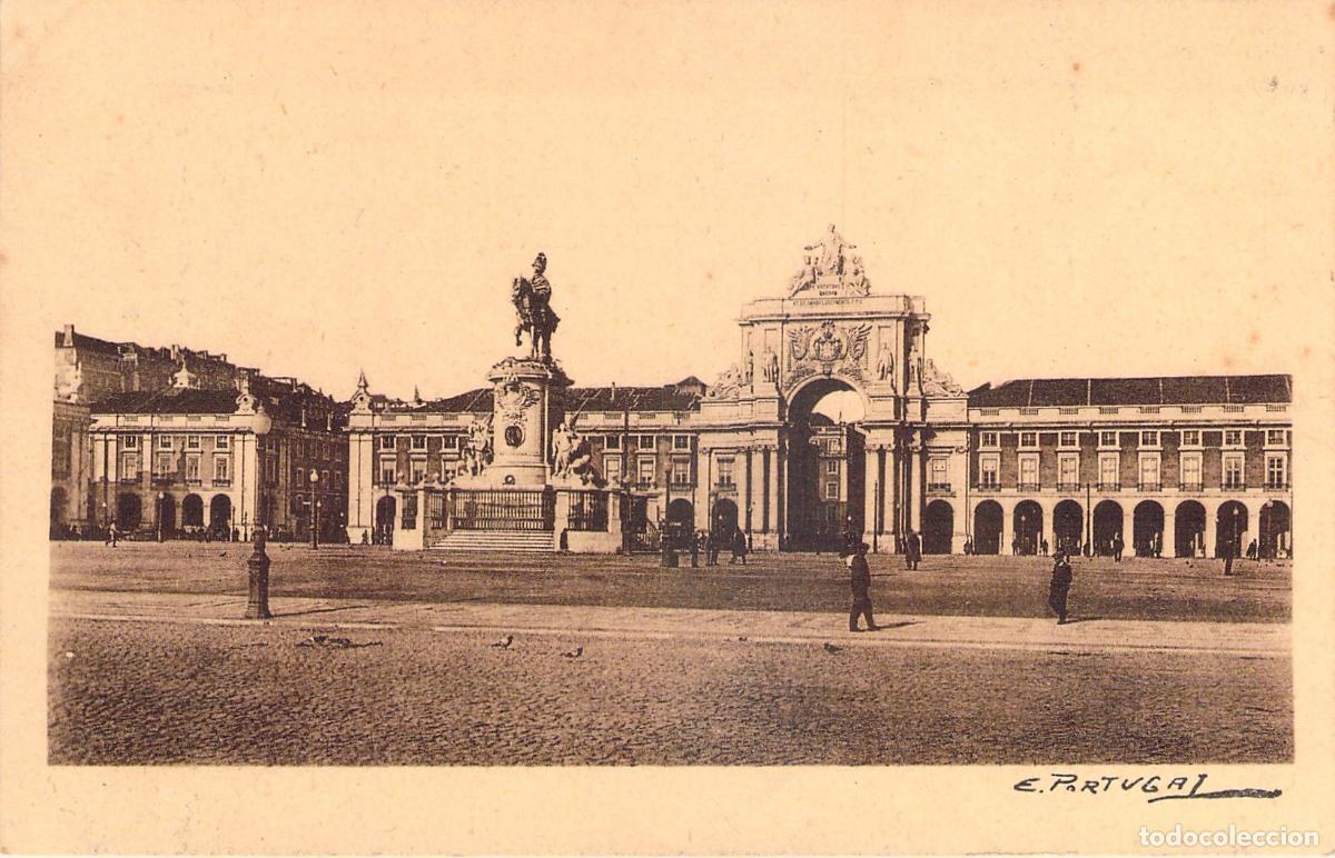 Postales: Postal de Lisboa: Estatua de D. Jos&eacute; I y Arco de Triunfo
