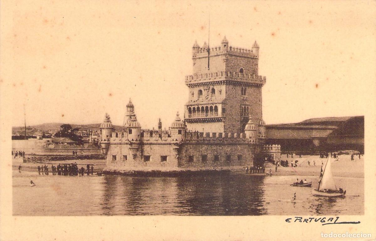 Postales: Postal de la Torre de Bel&eacute;m en Lisboa, Portugal