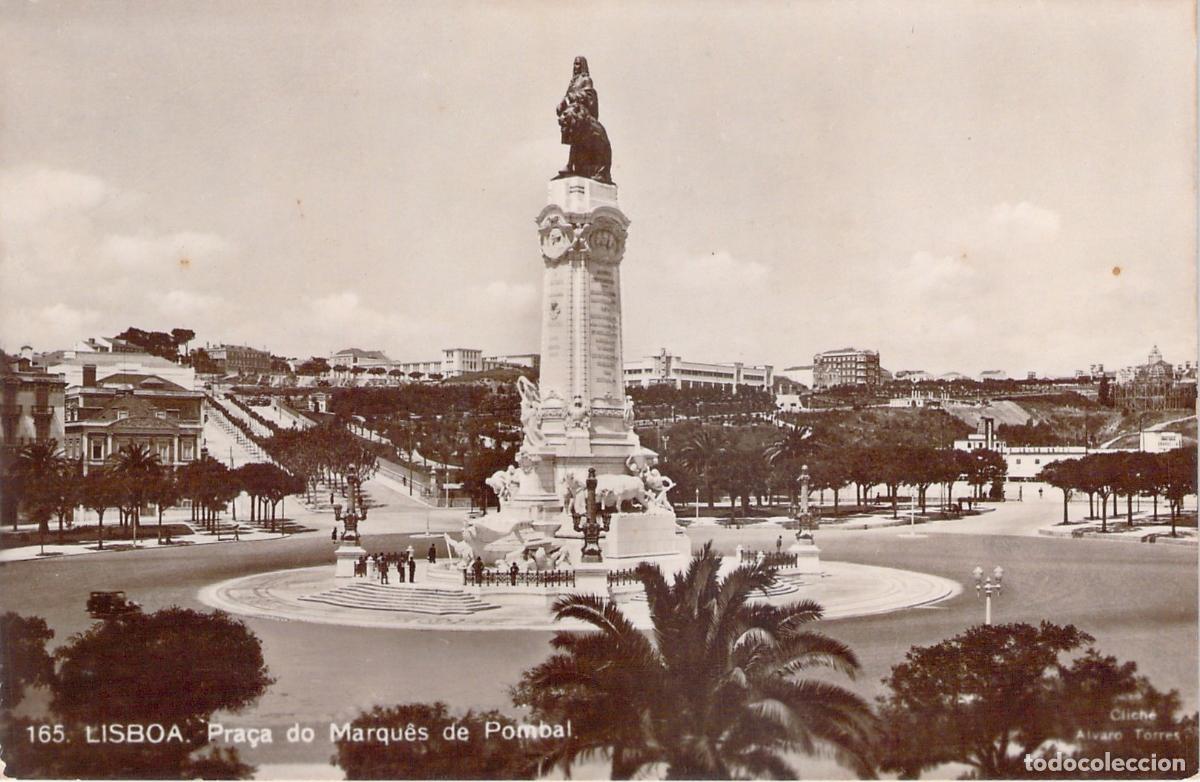 Postales: Postal de la Pra&ccedil;a do Marqu&ecirc;s de Pombal en Lisboa