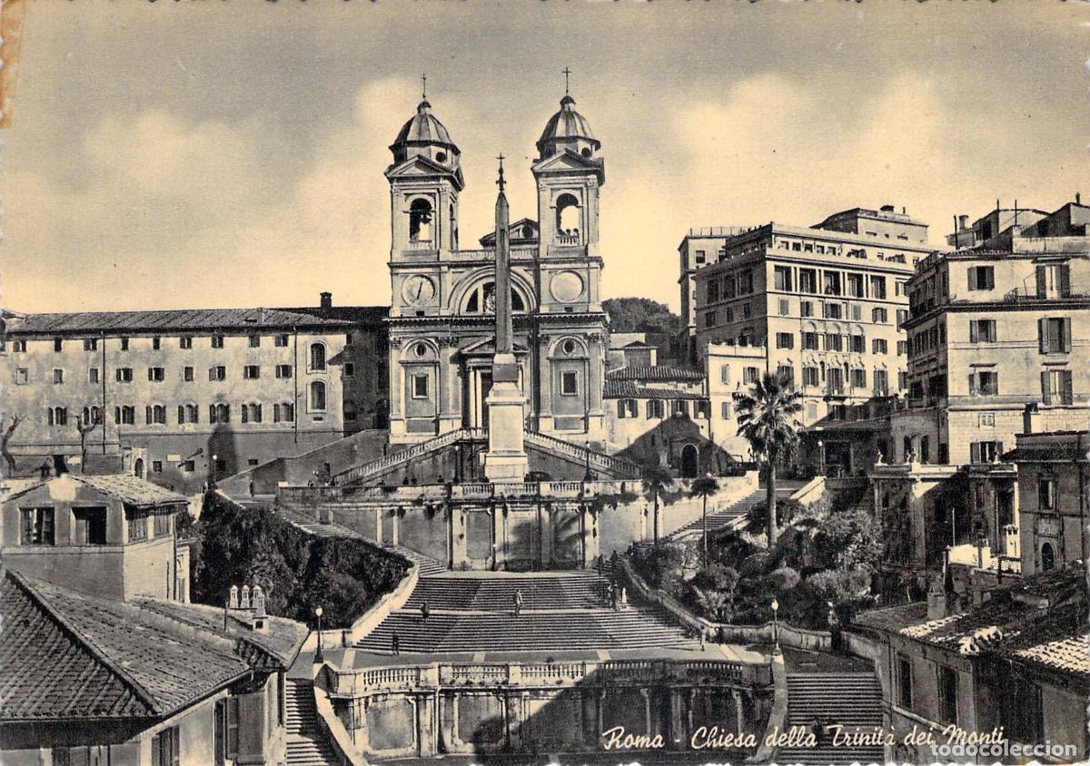 Postales: Postal de la Iglesia de la Trinidad de los Montes en Roma