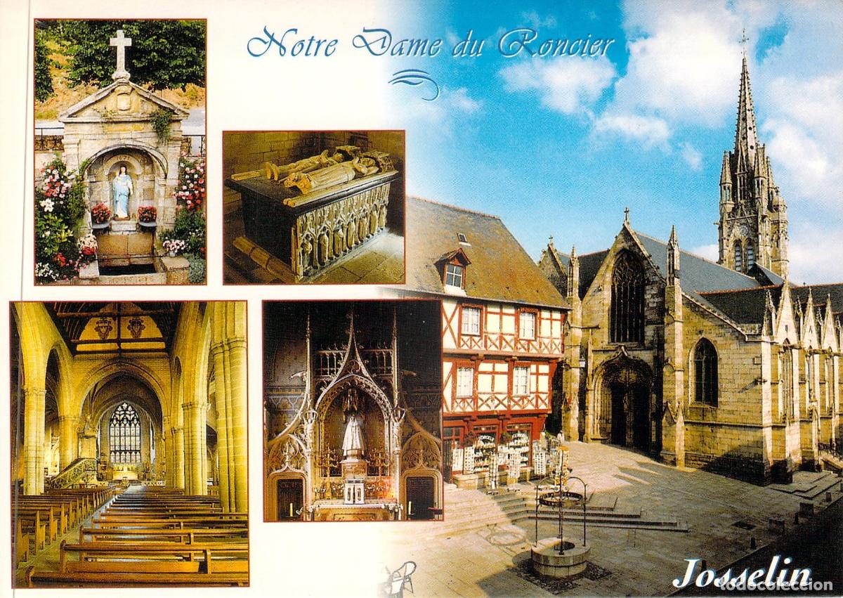Postales: Postal de Josselin: Bas&iacute;lica Notre Dame du Roncier y Ciudad Medieval