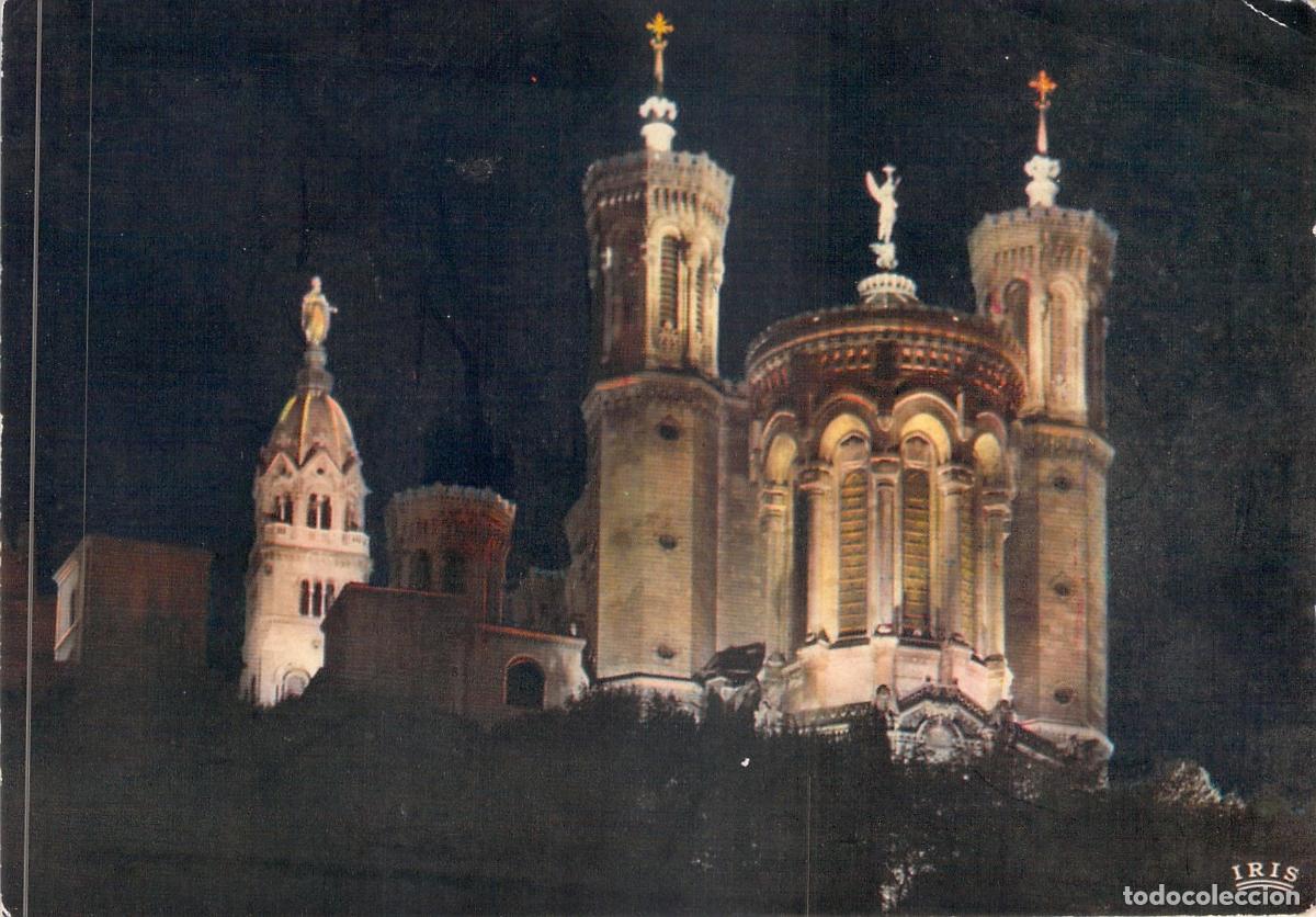 Postales: Tarjeta Postal Lyon Bas&iacute;lica Notre-Dame de Fourvi&egrave;re Vista Nocturna