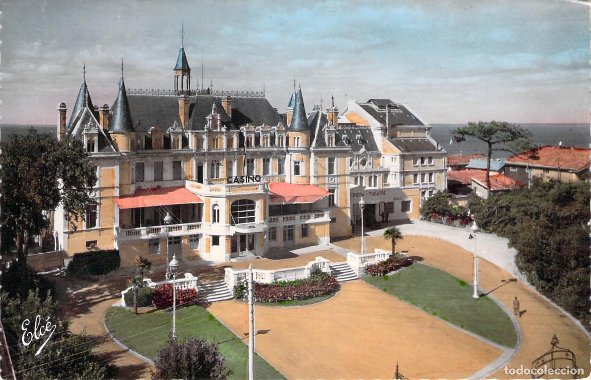 Postales: Postal de Arcachon Francia: El Casino de la Plage y los Jardines