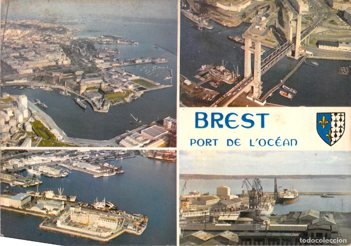 Postales: Postal de Brest, Puerto del Oc&eacute;ano y Puente Levadizo, Breta&ntilde;a