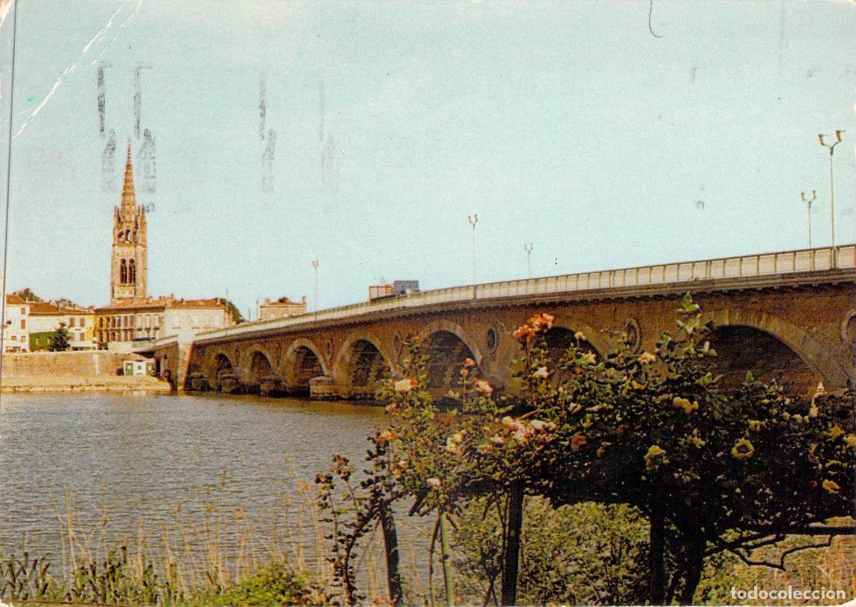 Postales: Postal de Libourne: Puente sobre el Dordo&ntilde;a e Iglesia de San Juan