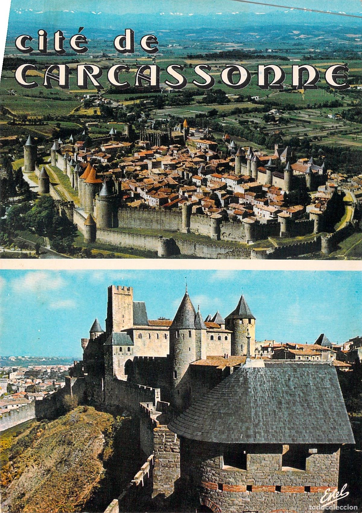 Postales: Postal de Carcassonne Francia Vista A&eacute;rea y Castillo Condal