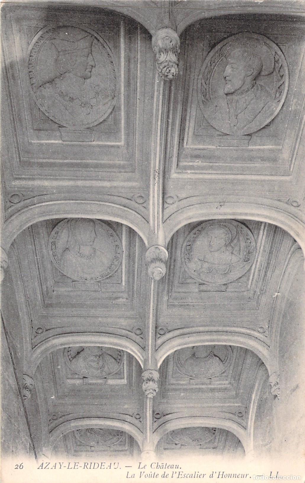 Postales: Postal de la B&oacute;veda de la Escalera de Honor, Castillo de Azay-le-Rideau