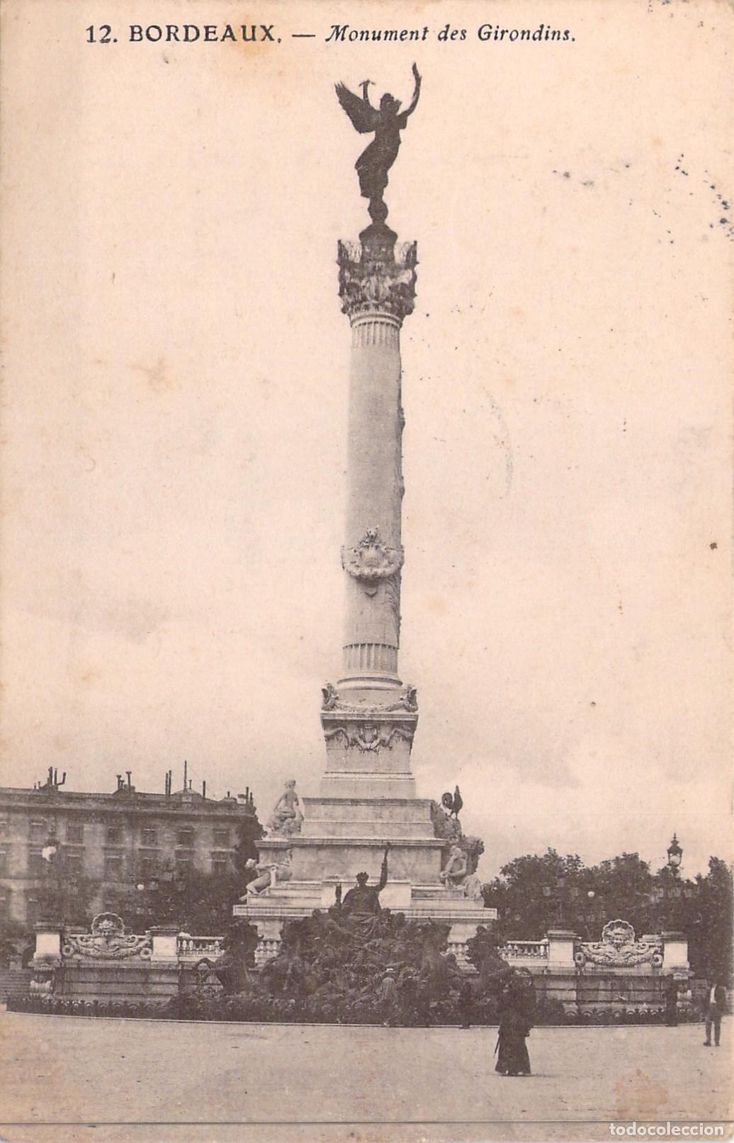 Postales: Postal de Burdeos: Monumento a los Girondinos, Francia