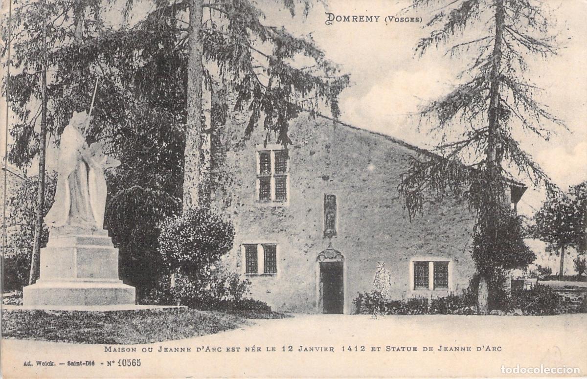 Postales: Postal Casa Natal y Estatua de Juana de Arco, Domr&eacute;my, Francia