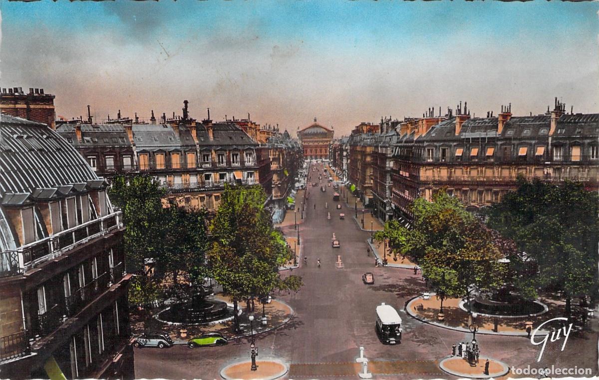 Cartoline: Postal de la Avenue de l'Op&eacute;ra hacia la &Oacute;pera Garnier, Par&iacute;s