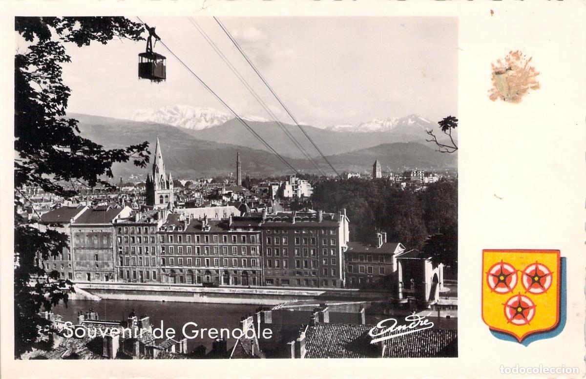 Postales: Postal de Grenoble: Telef&eacute;rico de la Bastille y los Alpes