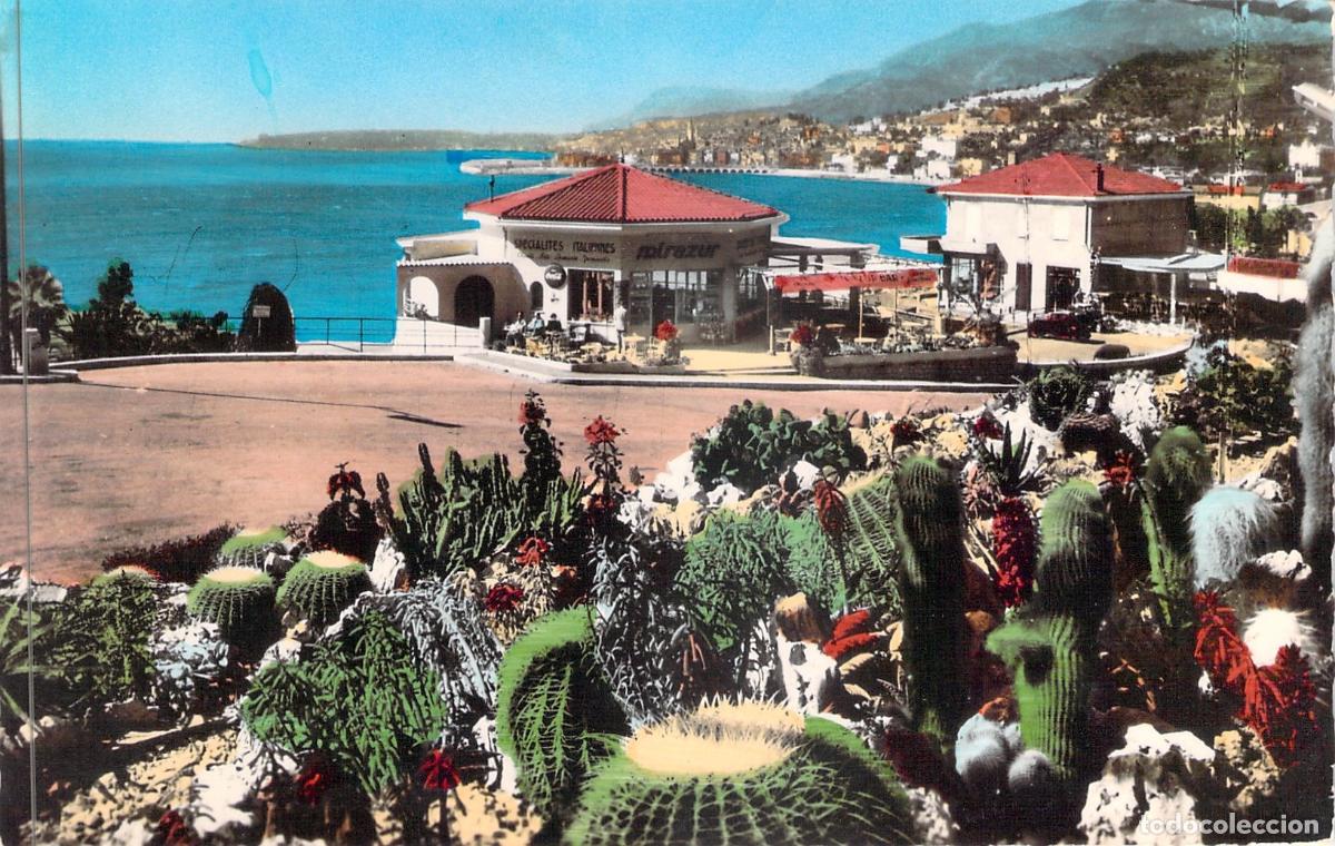 Postales: Postal de Menton: Frontera Franco-Italiana y Jardines Ex&oacute;ticos