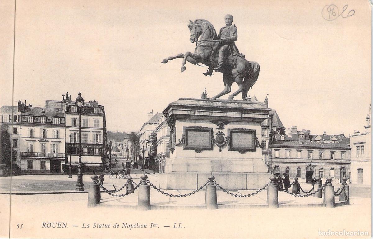 Postales: Postal de la Estatua de Napole&oacute;n I en Rouen, Francia