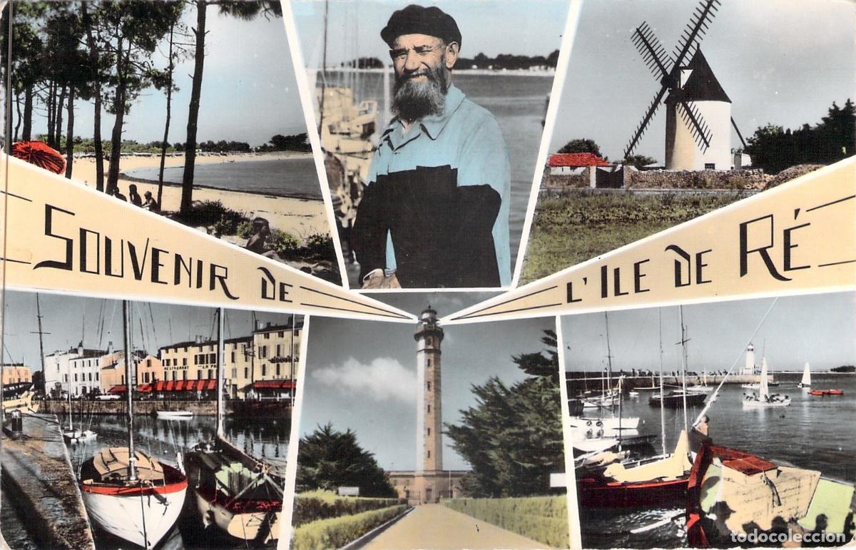 Postales: Postal de Souvenir de l'Ile de R&eacute; - Multivista con Faro y Molino