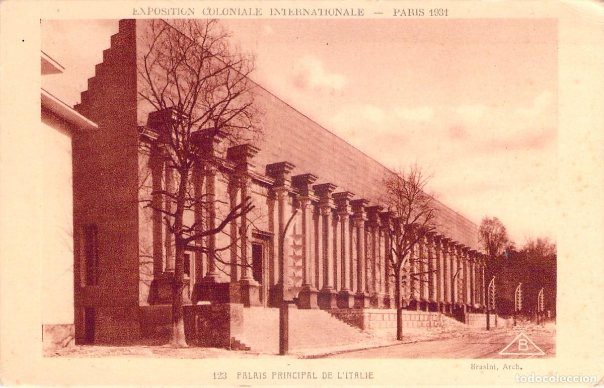 Postales: Postal Exposici&oacute;n Colonial Internacional Par&iacute;s Palacio de Italia