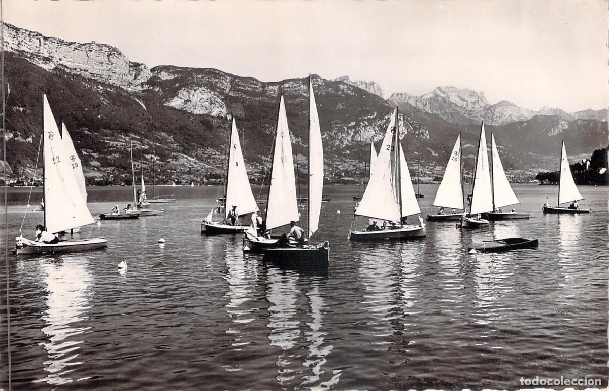 Postales: Postal de Veleros en el Lago de Annecy y Mont Veyrier