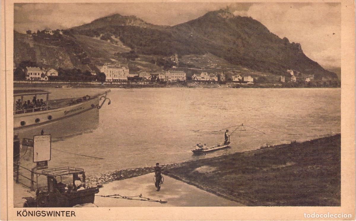 Postales: Postal de K&ouml;nigswinter con el r&iacute;o Rin y Barco Germania