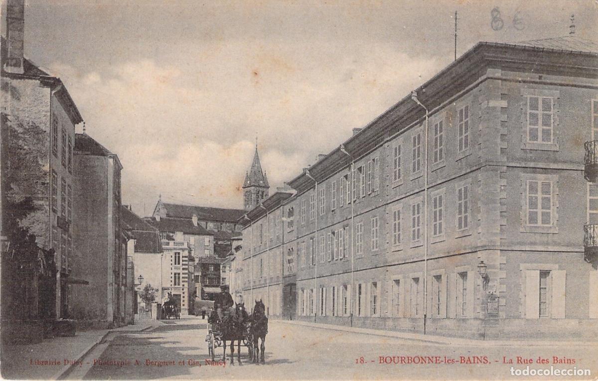 Postais: Postal de la Rue des Bains en Bourbonne-les-Bains, Francia