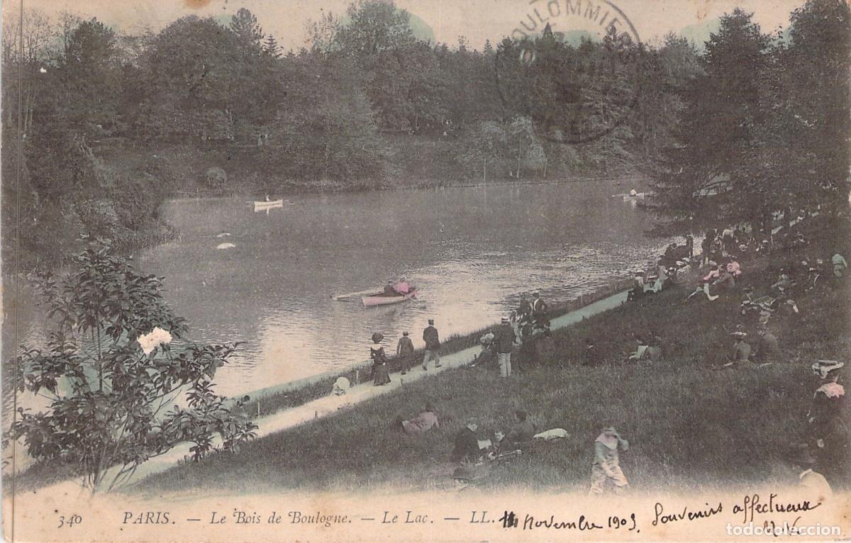 Postales: Postal de Par&iacute;s: Paisaje del Lago en el Bosque de Boulogne