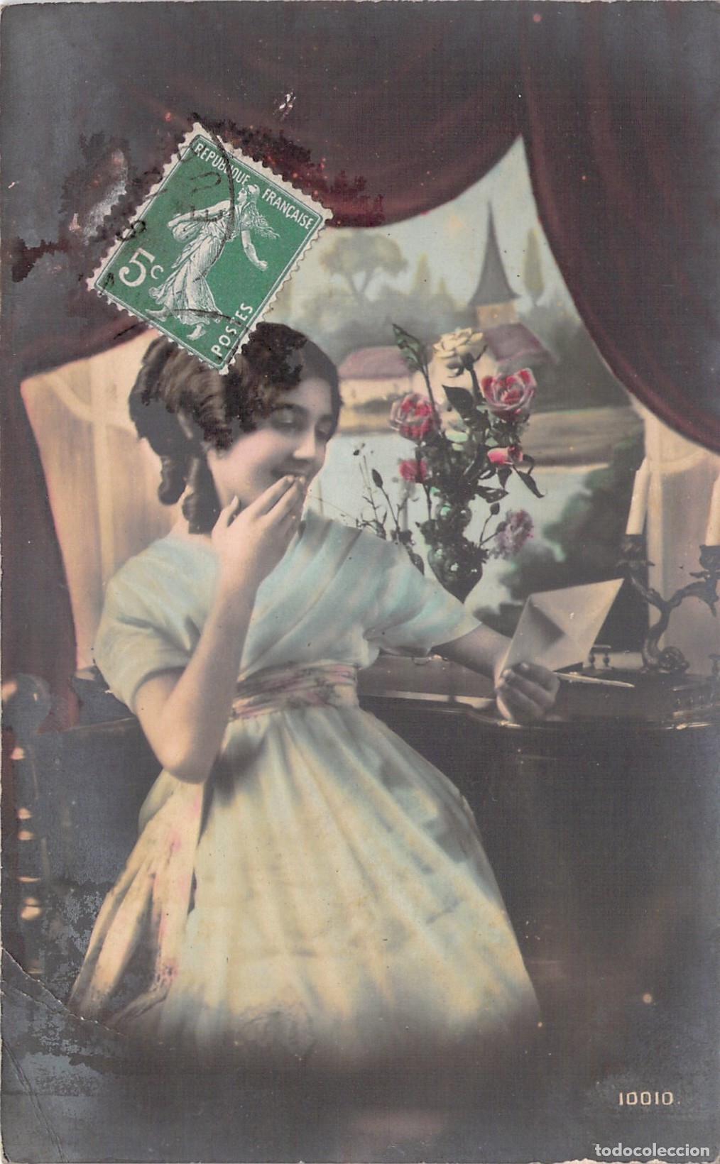 Postales: Postal Francesa: Retrato de Mujer Leyendo Carta, Marque J.C. Paris