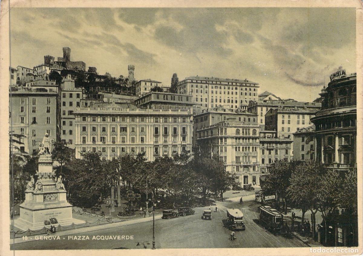 Postales: Postal de la Piazza Acquaverde en G&eacute;nova, Italia