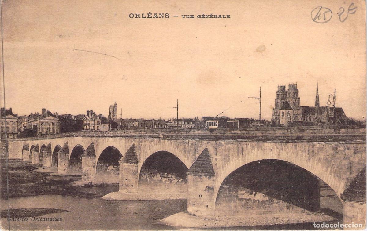 Postales: Postal de Orl&eacute;ans: Vista General del R&iacute;o Loira y la Catedral
