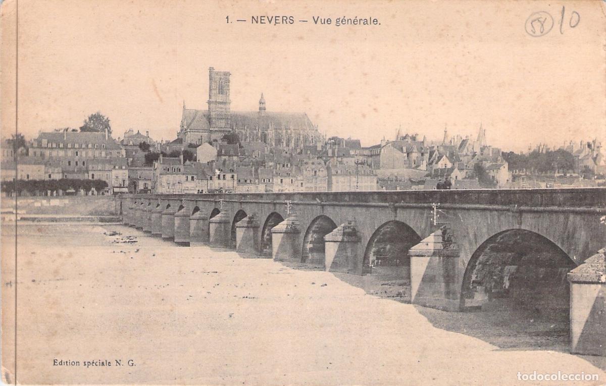 Postales: Postal de Nevers Francia Vista General y Puente sobre el Loira