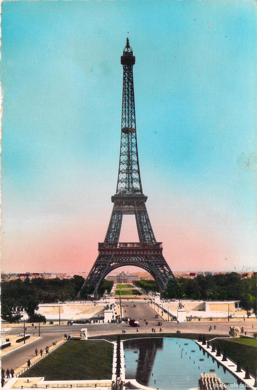 Postales: Postal de la Torre Eiffel y el Bassin de Chaillot en Par&iacute;s