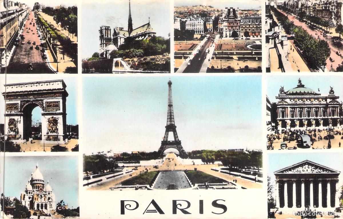 Postales: Postal de Par&iacute;s con M&uacute;ltiples Vistas de Monumentos Hist&oacute;ricos
