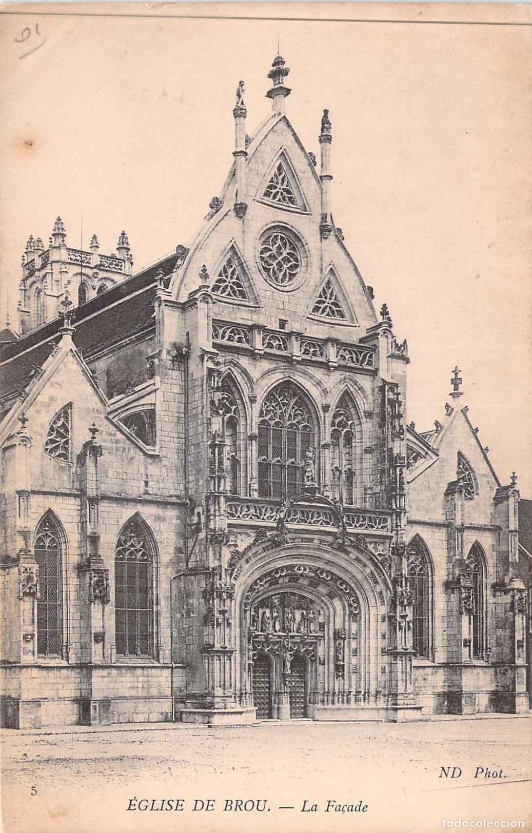 Postales: Postal Iglesia de Brou, Fachada Principal, Bourg-en-Bresse, Francia