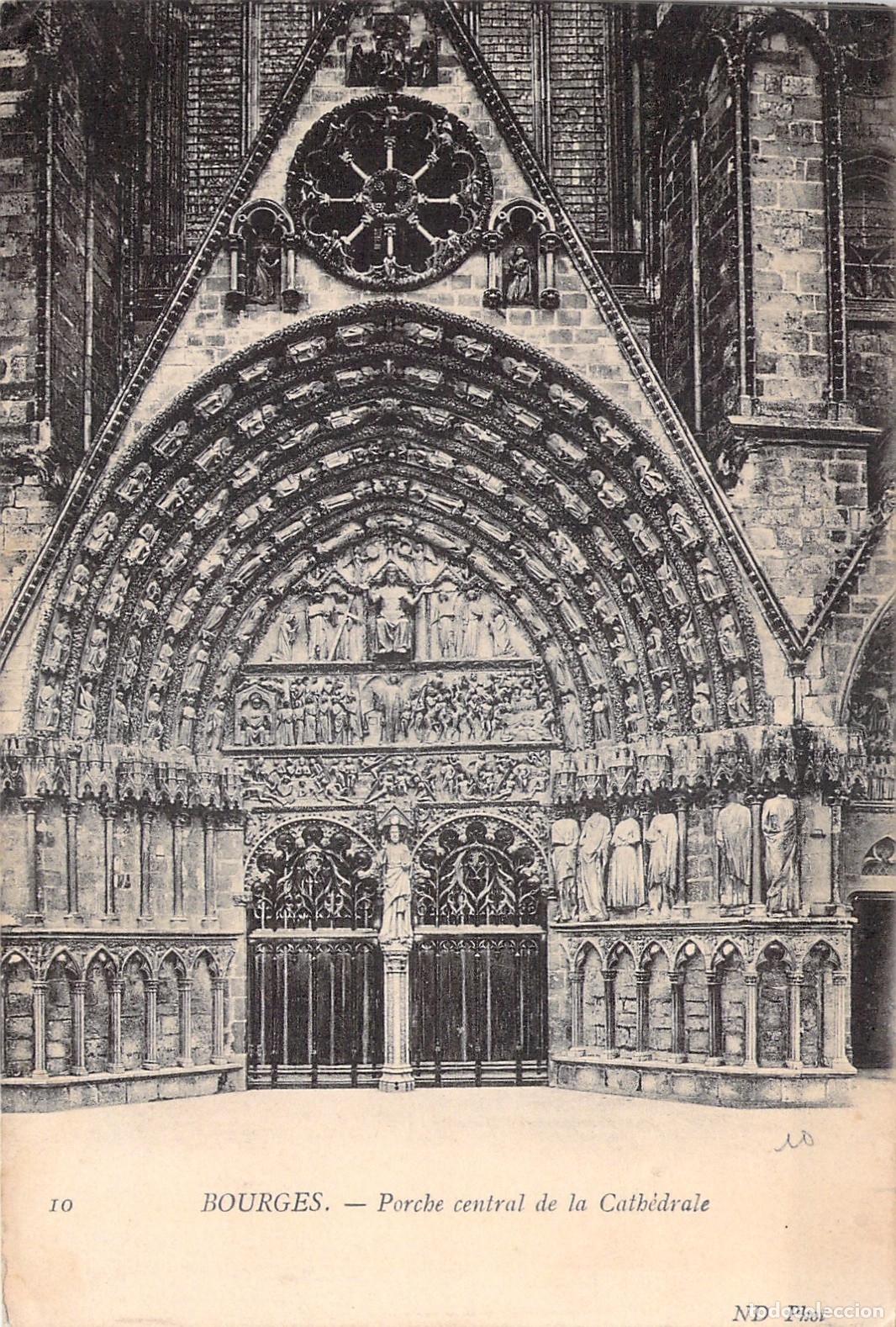 Postales: Postal de la Catedral de Bourges, Francia - P&oacute;rtico Central