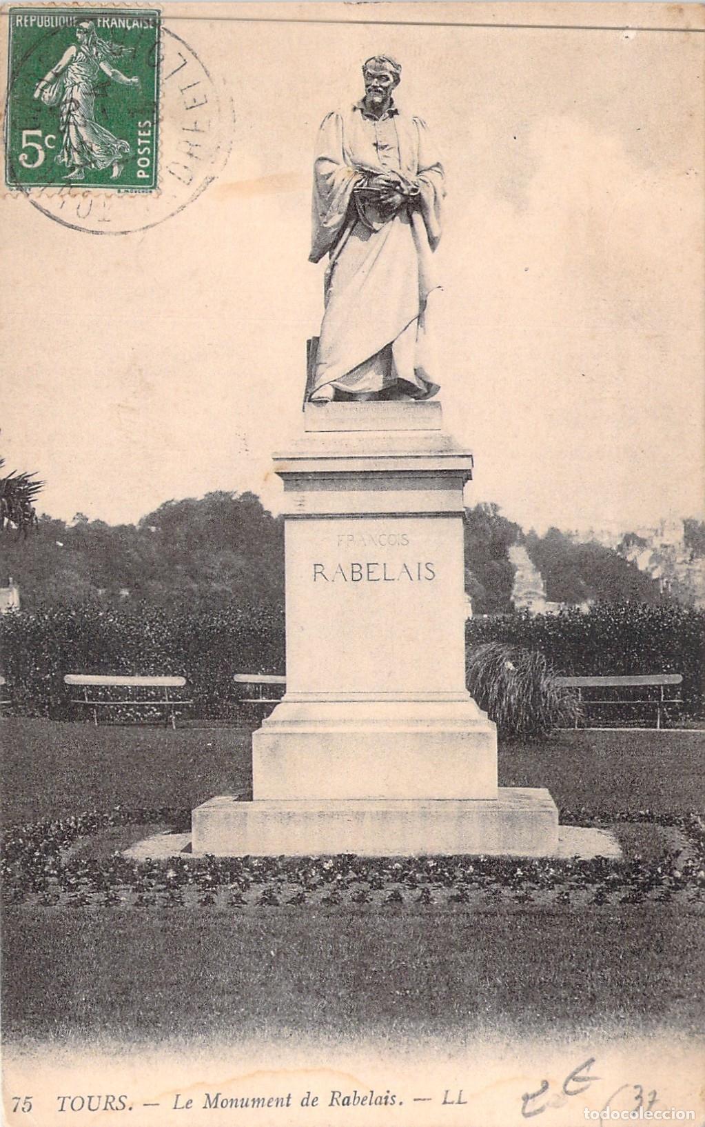 Postales: Postal del Monumento a Fran&ccedil;ois Rabelais en Tours, Francia