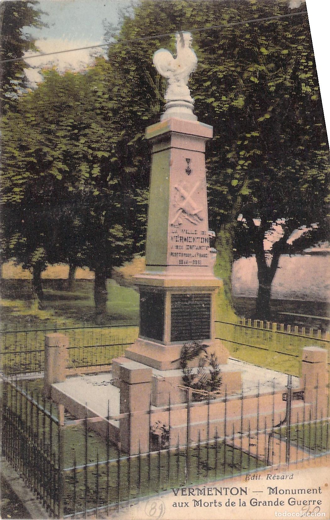 Postales: Postal Monumento a los Ca&iacute;dos de la Gran Guerra en Vermenton Francia