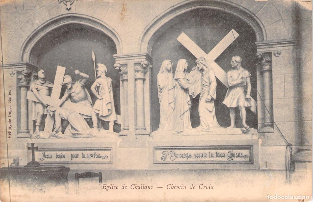 Postales: Postal Antigua de Challans, Francia - Estaciones del V&iacute;a Crucis